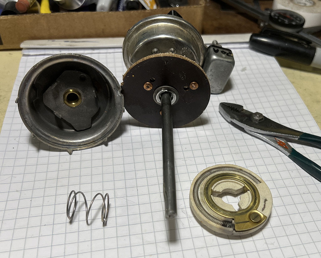 1957 Chrysler headlight switch, dimmer section disassembled